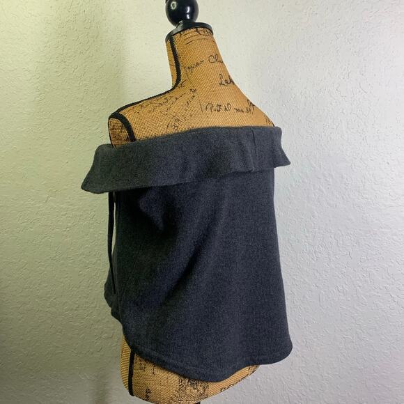 TWIGGY Top Strapless Medium Lamb's Wool Three Button String Tie Detail Ruffle - Picture 3 of 10